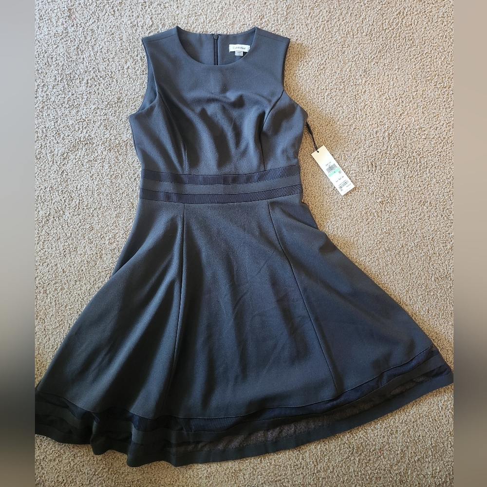 Calvin Klein Charcoal Sleeveless Midi Dress